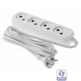BURO Сетевой удлинитель 4 розетки, 3 метра, (BU-PSL4.3/W), белый (пакет ПЭ) 
