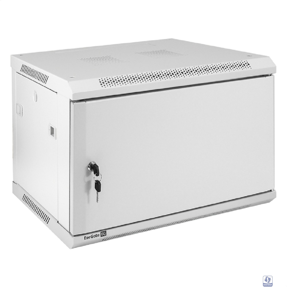 Exegate EX298611RUS Шкаф телекоммуникационный 19" настенный 6U ExeGate EC-WM-6U.450.M.GREY (19”, 6U, 600x450x370mm (ШхГхВ), передняя дверь металл, съемные боковые панели, пыле- и влагозащита IP23, све