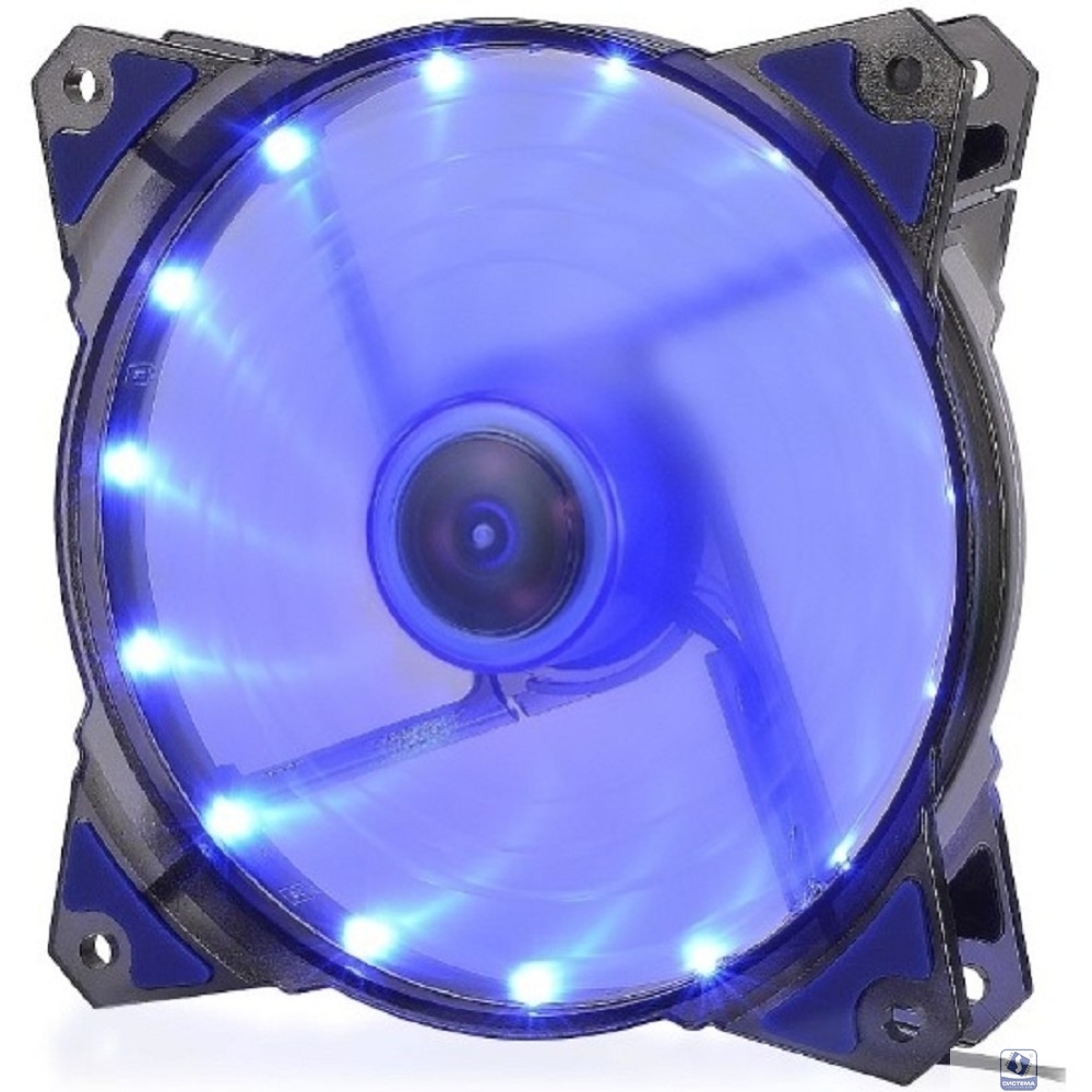 CROWN Вентилятор для компьютерного корпуса CMCF-12025S-1221  (120*120*25мм;Синий 16LED;1500 об/мин;35CFM;20Дб;Подшипник скольжения;3pin+MOLEX(папа-мама) 40+10см)