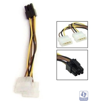 ORIENT C391, Переходник питания для PCI-Ex видеокарт 2 x Molex 4pin (M) -> 6pin