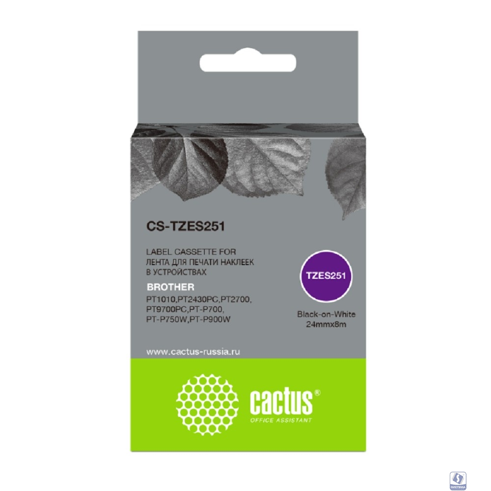 Картридж ленточный Cactus CS-TZES251 черный для Brother 1010/1280/1280VP/2700VP