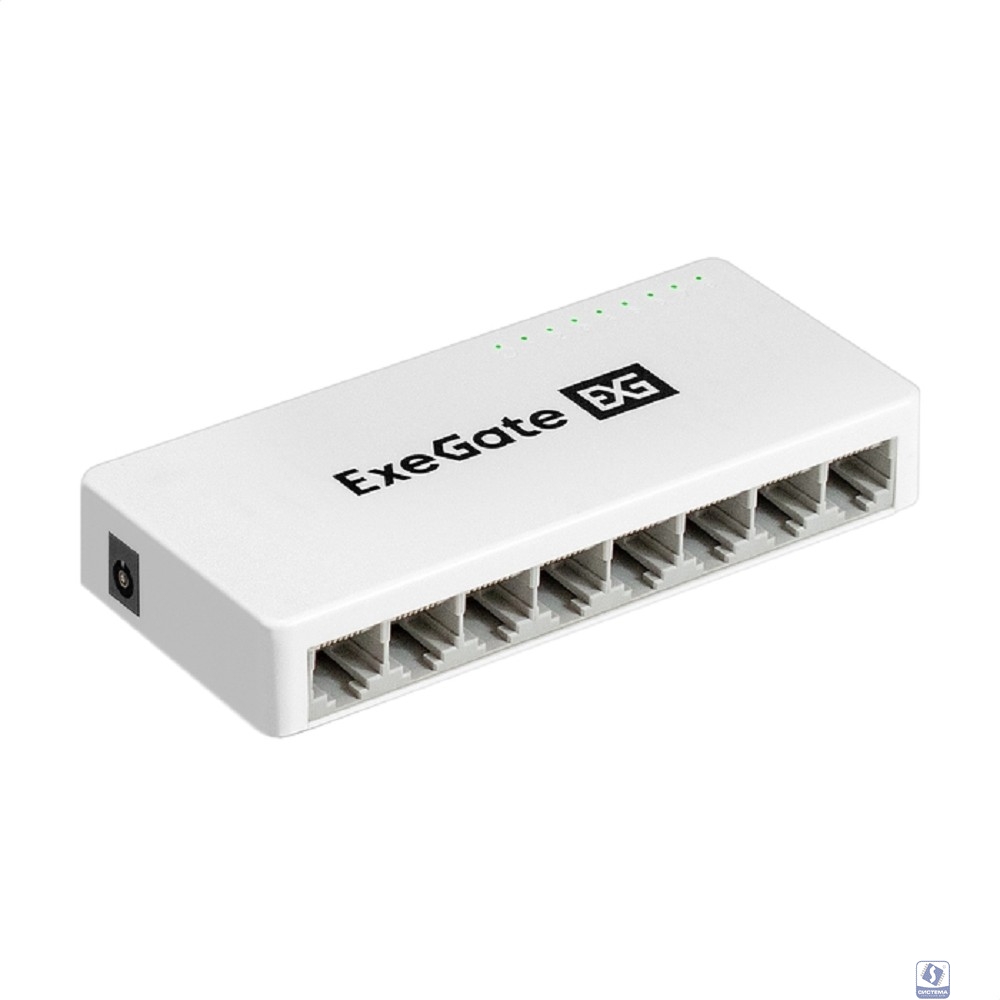 Exegate EX298688RUS Коммутатор неуправляемый ExeGate EDGS-1008C (8-портовый гигабитный UTP 10/100/1000 Base-T, с функцией энергосбережения (EEE), настольный/настенный)