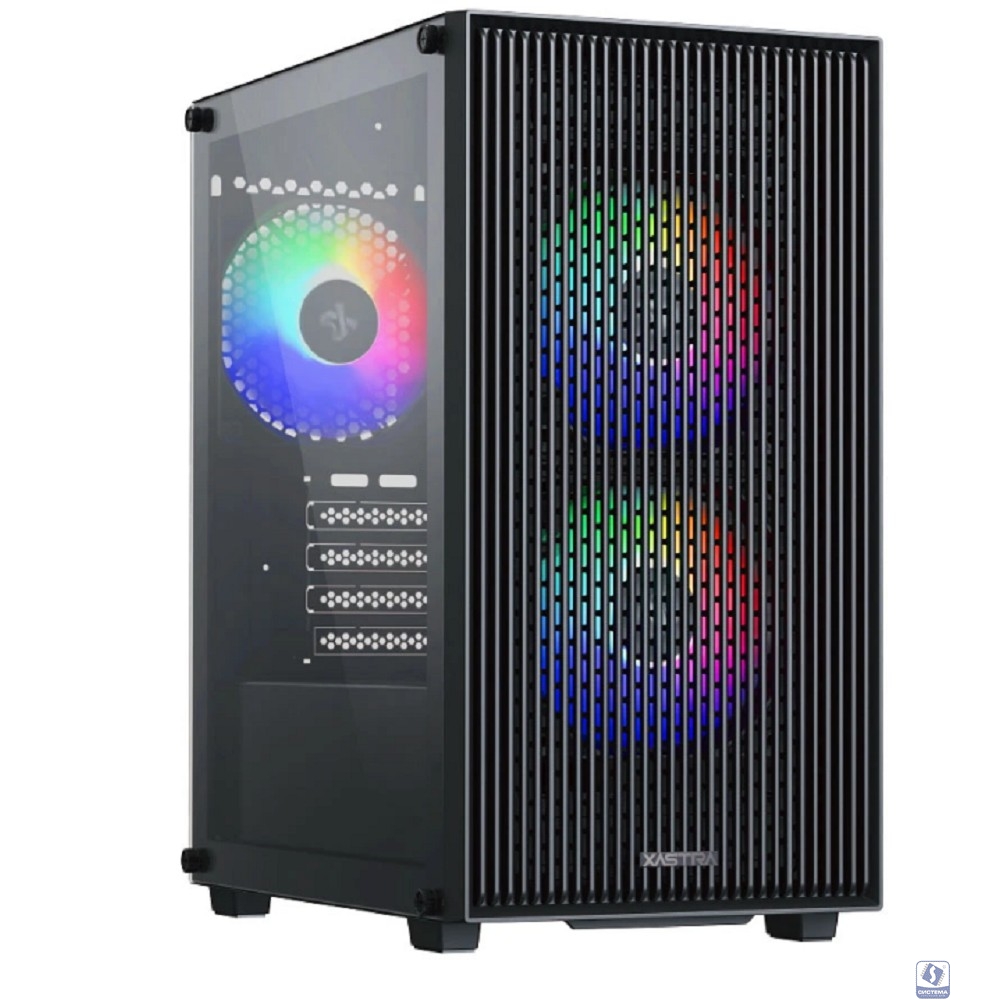 XASTRA Корпус A307M 3FRGB Black mATX/Mesh/ tempered glass / 3x 120mm FC120 FRGB fans/ A307M-3FC12F