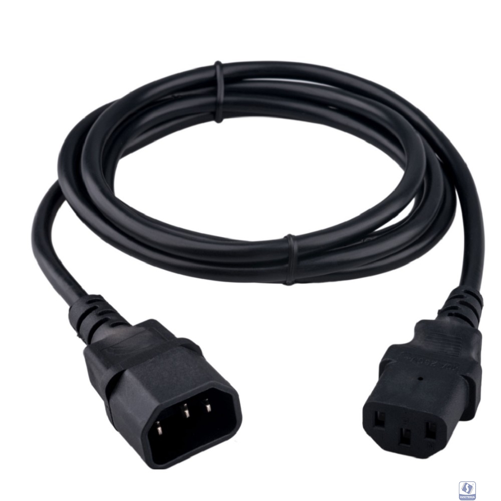 Гарнизон Кабель питания C13-C14, 3x0.75мм2, 10А, CCA, с заземлением, 1.8м, черный, пакет (GPC-189-0.75-1.8M)