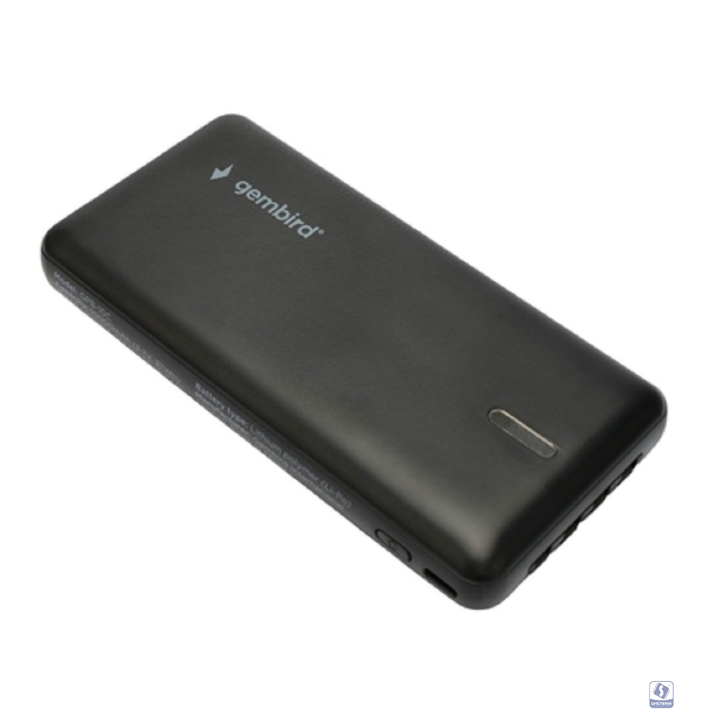Gembird Портативный аккумулятор, 10000мАч, 2A, 4 встр.кабеля, черный (GPB-10C)