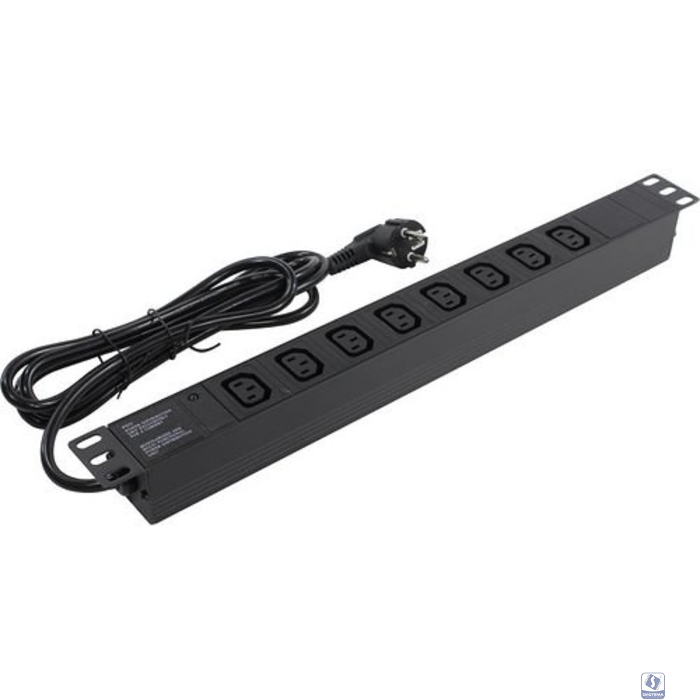 Exegate EX280855RUS Блок розеток ExeGate ServerPro PDU-19H809 Al-8C13-EU2.5, 19",1U,алюм, 8 IEC 320 C13, евровилка, 2.5м