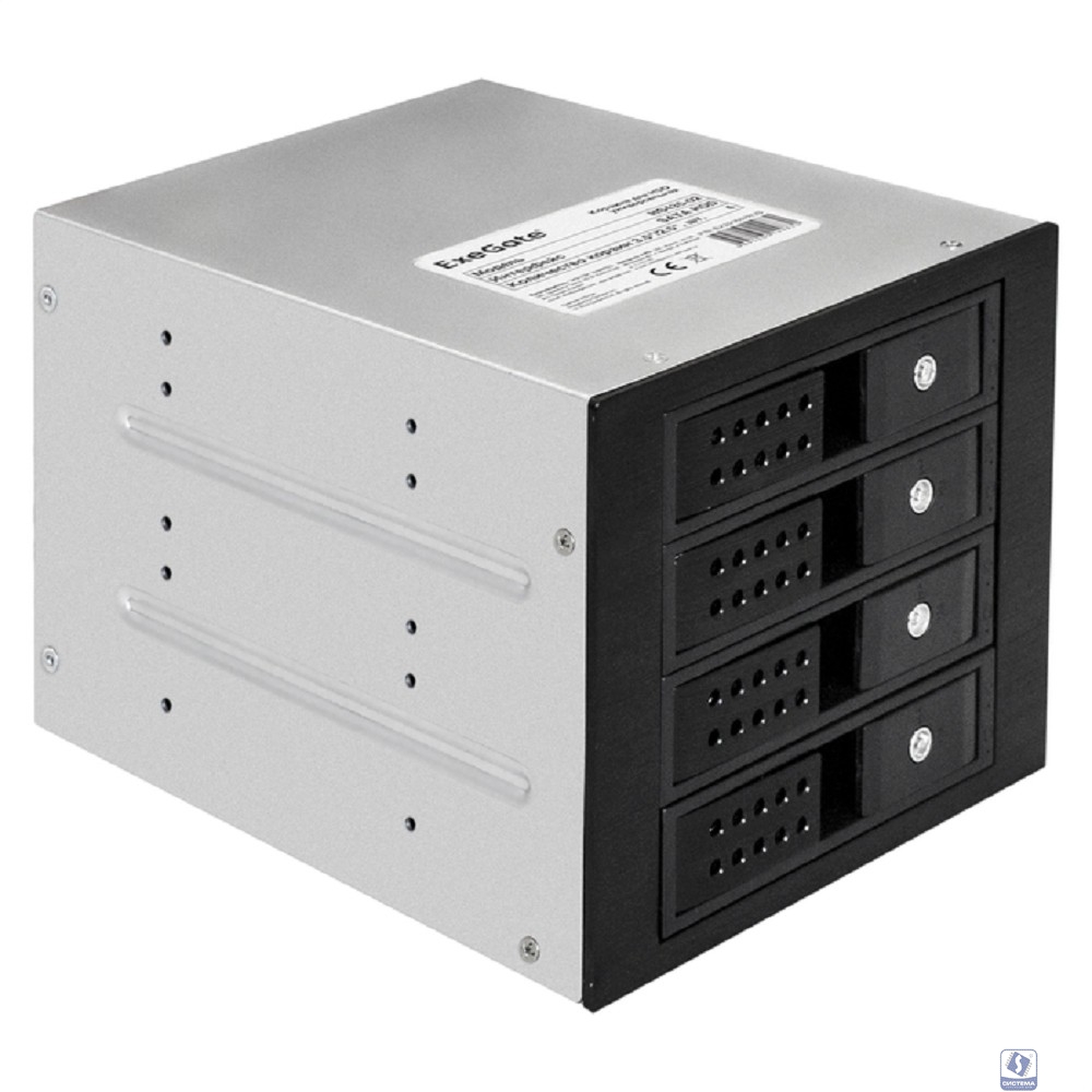 Exegate EX291657RUS Корзина для HDD ExeGate HS435-02 (универсальная, на 4*3,5"/2.5" SATA HDD, занимает 3*5,25" отсека, RTL)
