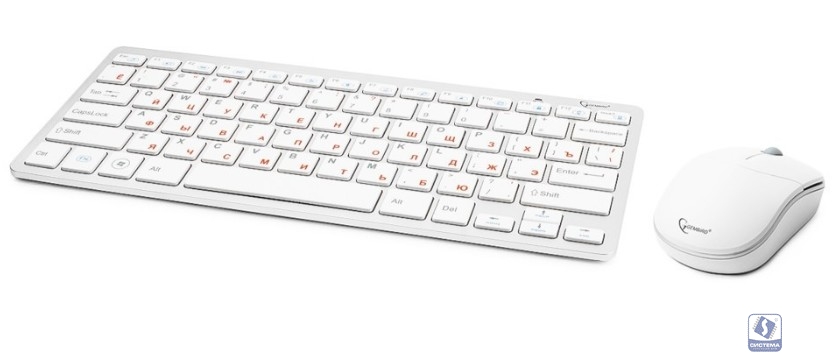 Комплект компактная кл-ра+мышь беспров. Gembird KBS-7001, 2.4ГГц, серебристый/белый, ножничный механизм клавиш, 78 кл, мышь-3 кн. 1000 DPI, FN клавиши, батарейки в комплекте