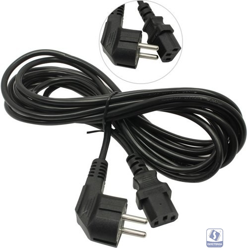 Exegate ES281002RUS Кабель питания ExeGate Special PC-5S (Евровилка угловая Schuko->С13)  3*0.5mm2, CCA, черный, 5м.