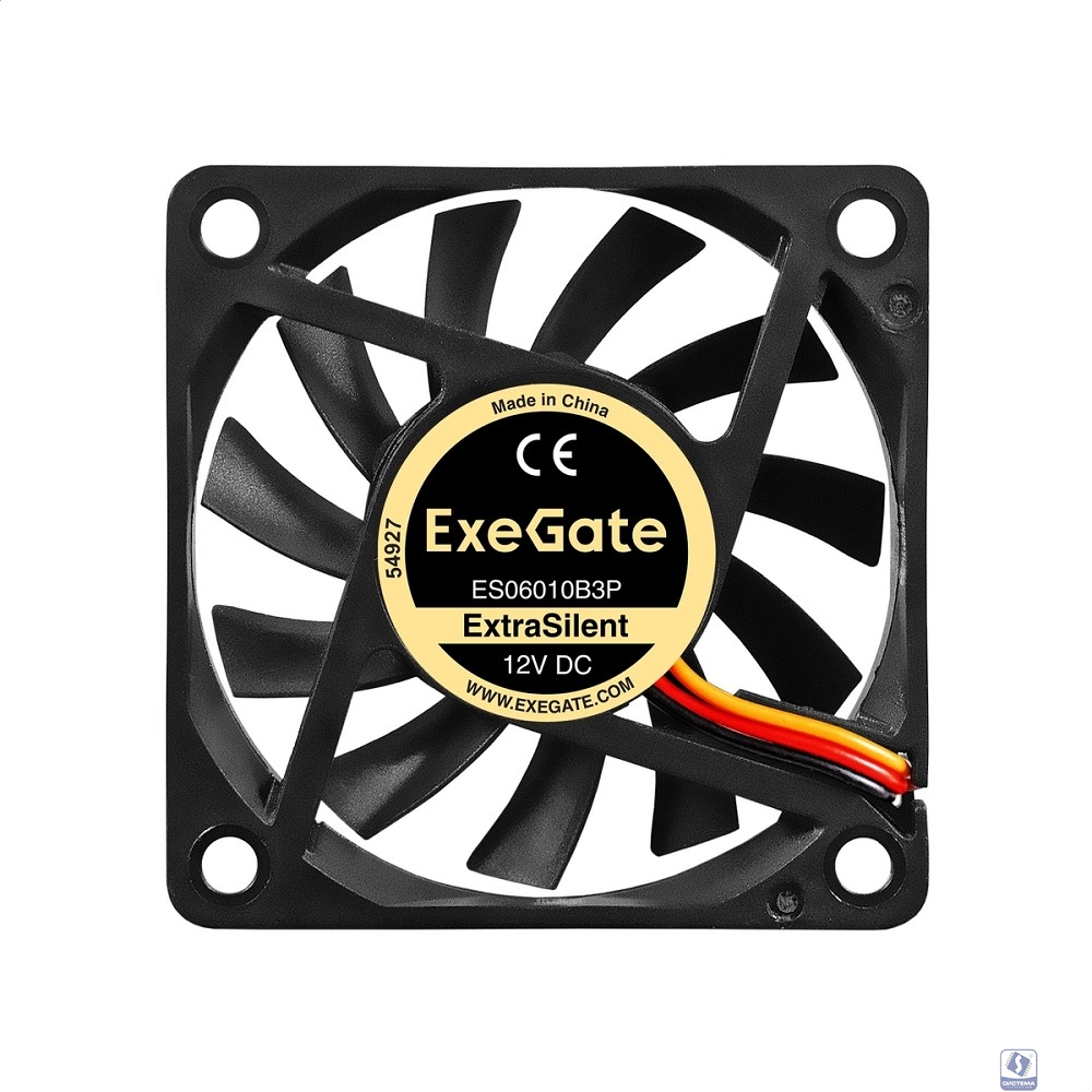 Exegate EX297026RUS Вентилятор 12В DC ExeGate ExtraSilent ES06010B3P (60x60x10 мм, 2-Ball (двойной шарикоподшипник), 3pin, 2000RPM, 16dBA)