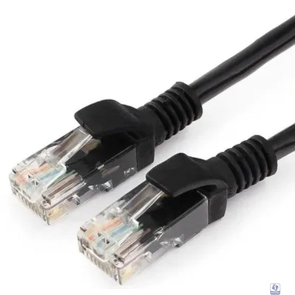Патч-корд UTP Cablexpert PP6U-0.5M/BK кат.6, 0.5м, литой, многожильный (чёрный)
