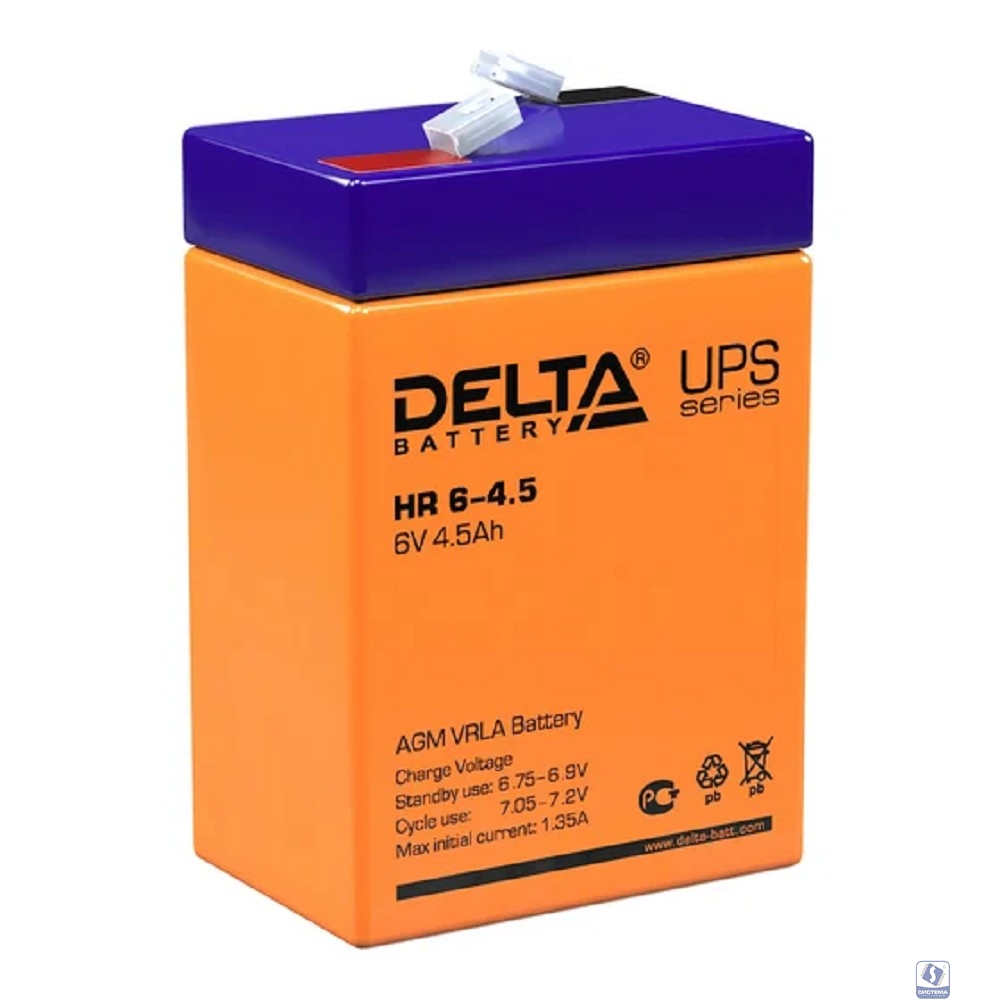 Delta HR 6-4.5 (4.5 А\ч, 6В) свинцово- кислотный аккумулятор  