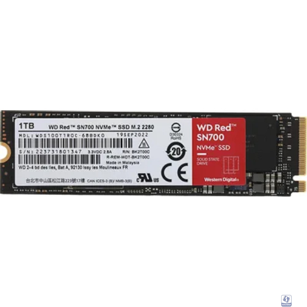 WD SSD Red SN700 NVMe WDS100T1R0C 1ТБ M2.2280 NVMe PCIe Gen3 8Gb/s