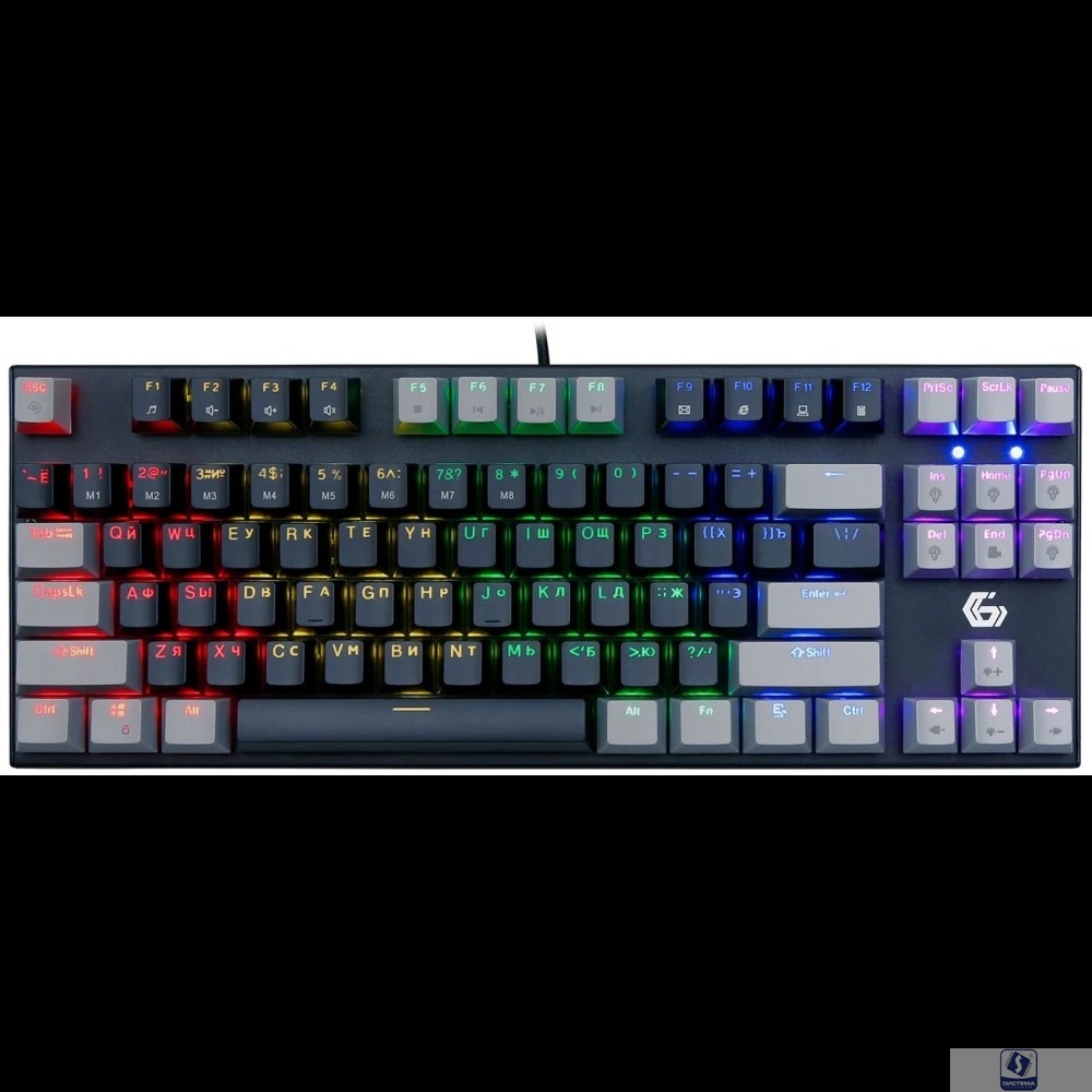 Проводная механ.клавиатура Gembird, 87кл, Rainbow, коричн.свитчи, 1.8м, черная (KB-G600-1)