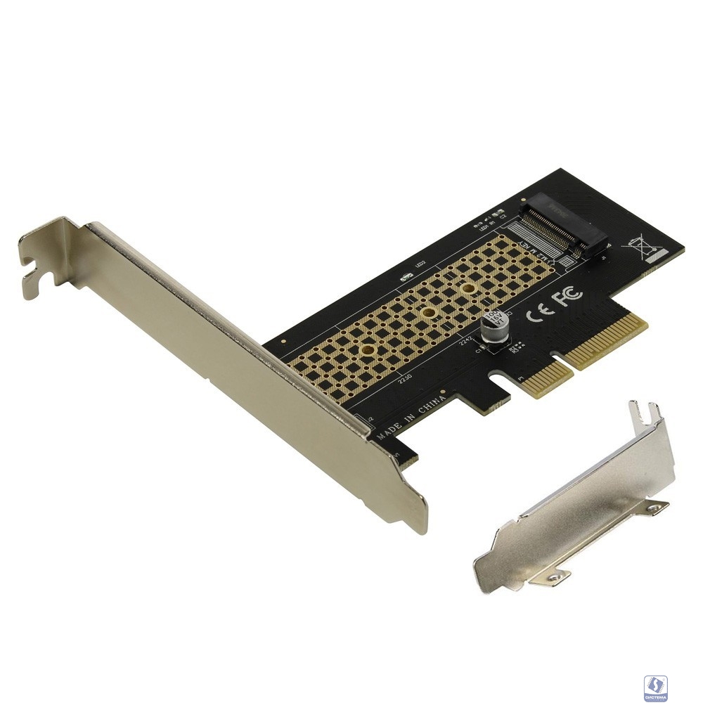 ORIENT C300E, Переходник PCI-E 4x->M.2 M-key NVMe SSD, тип 2230/2242/2260/2280, планки крепления в комплекте (31100)