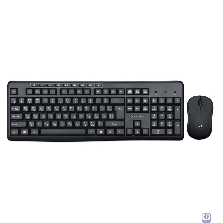 Комплект (клавиатура+мышь) Oklick 225M, USB, беспроводной, черный [1454537]