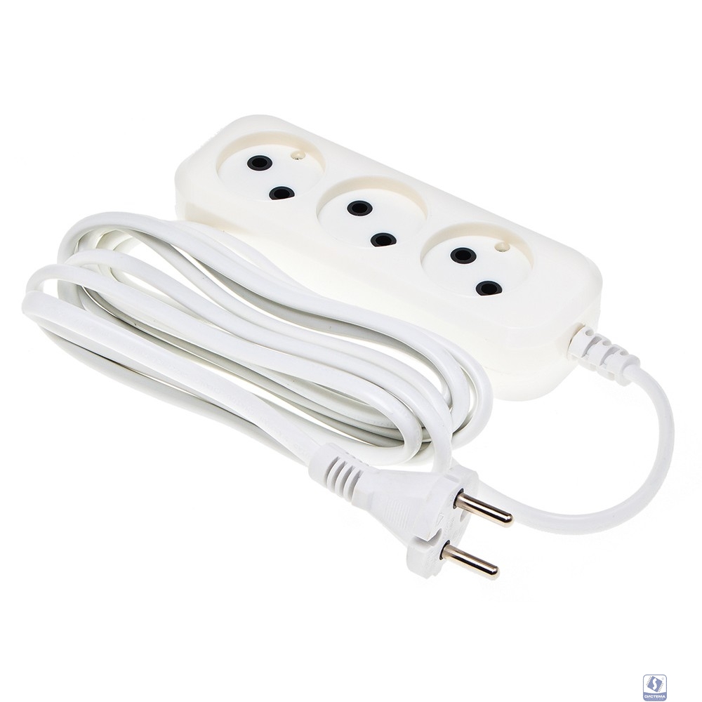 BURO Сетевой удлинитель 3 розетки, 3 метра, (BU-PSL3.3/W), белый (пакет ПЭ) 