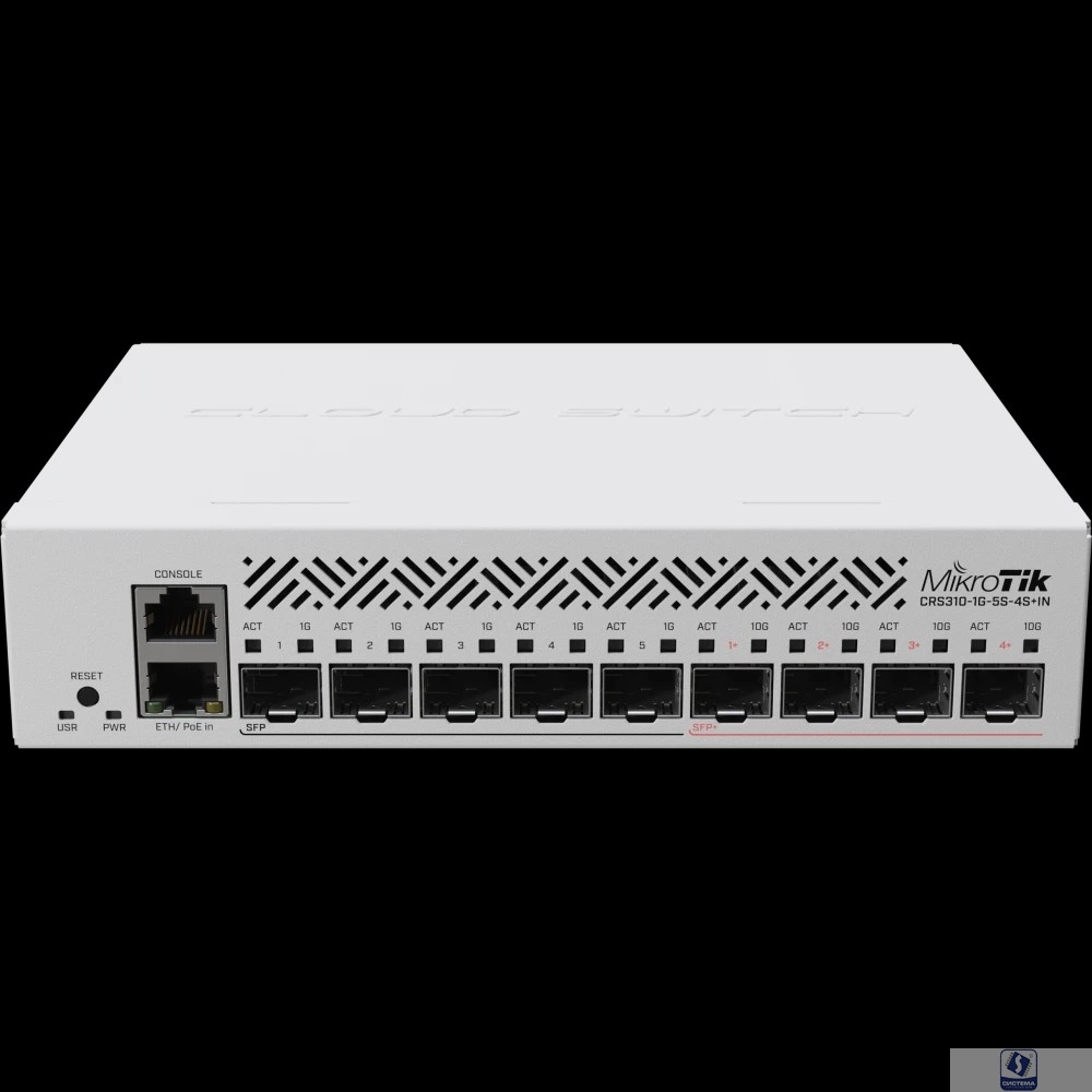 MikroTik CRS310-1G-5S-4S+IN Коммутатор 1RJ45 1Gbit, 5*SFP 1Gbit, 4*SFP 10Gbit, POE in, indoor case, RouterOS L5