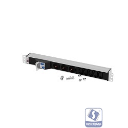 REM Блок розеток Rem-32 с авт., 3 Schuko, 5 IEC 60320 C13, 32А, алюм., 19", колодка (R-32-3S-5C13-A-440-K)