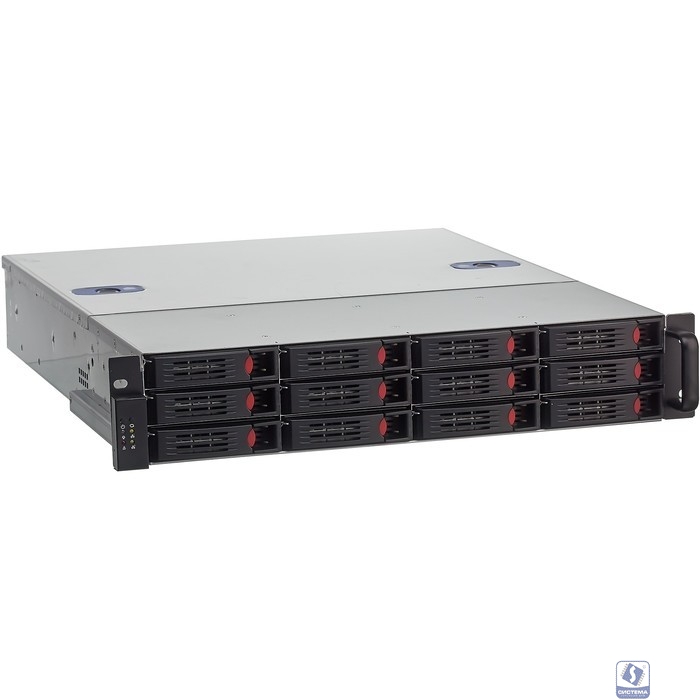 Exegate EX293180RUS Серверный корпус ExeGate Pro 2U550-HS12 <RM 19", высота 2U, глубина 550, БП 1U-900ADS, 12xHotSwap, USB>