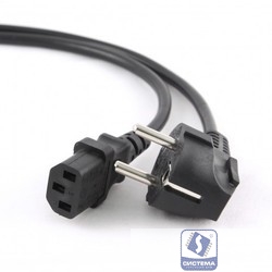 Кабель питания Gembird 1м, черный, с заземлением, без пакета