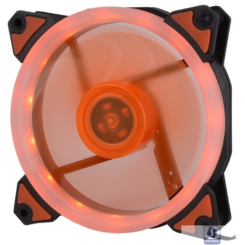 CROWN Вентилятор для компьютерного корпуса CMCF-12025S-1233 (120*120*25мм;Оранжевое LED кольцо;1500 об/мин;35CFM;20Дб;Подшипник скольжения;3pin+MOLEX(папа-мама) 40+10см)