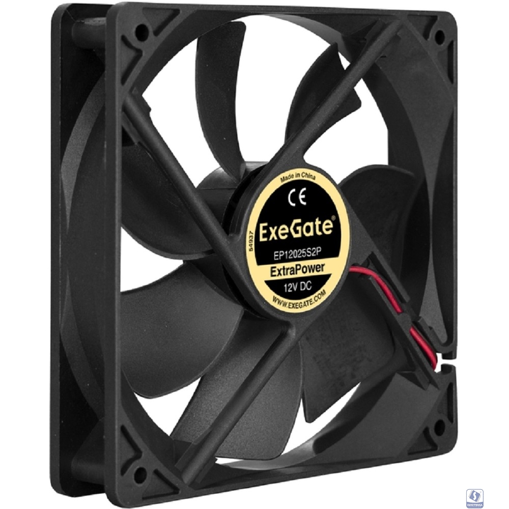 Exegate EX283385RUS Вентилятор ExeGate ExtraPower EP12025S2P, 120x120x25 мм, подшипник скольжения, 2pin, 1600RPM, 26dBA