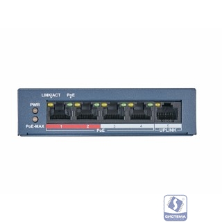 HiWatch DS-S504P(B) 5x100Mb 4PoE+ 35W Коммутатор неуправляемый