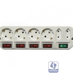 MOST Сетевой удлинитель A10 1.6м 6 розеток (A10-Б 1.6), белый (пакет ПЭ) 