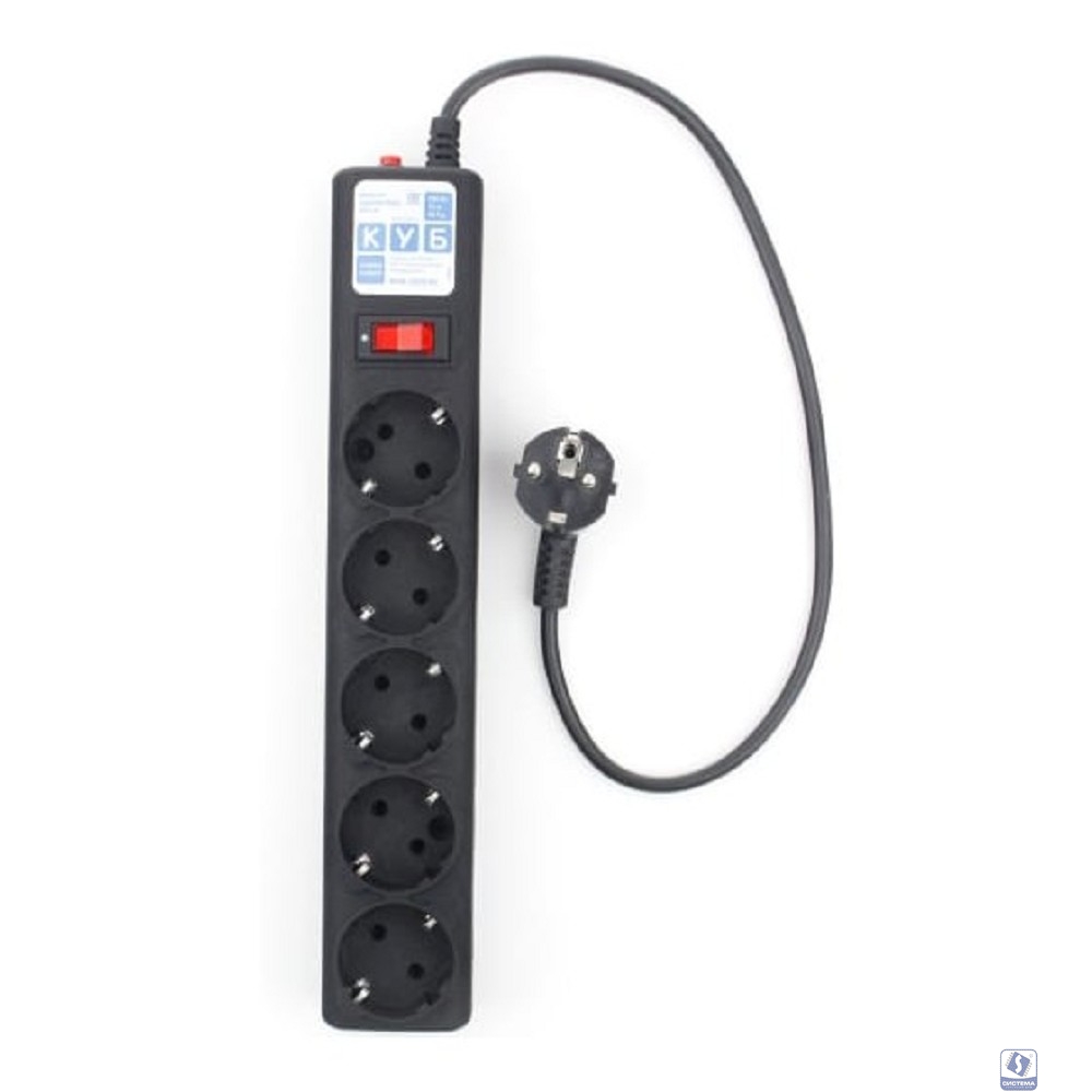 PowerCube Фильтр-удлинитель 0.5м, 5 розеток,10А (SPG5-С1), черный графит 