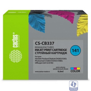 Картридж струйный Cactus CS-CB337 №141 многоцветный (9мл) для HP DJ D4263/D4363/D5360/DJ J5783/J6413