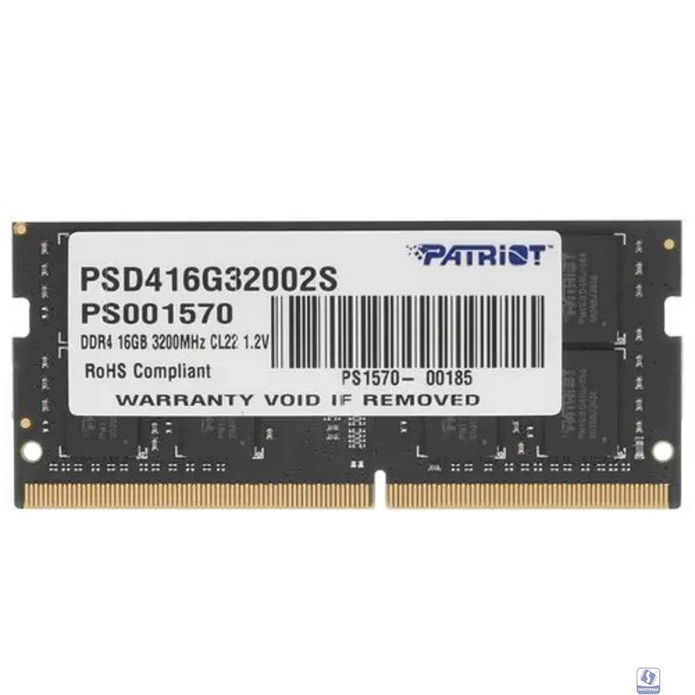 Модуль памяти для ноутбука SODIMM 16GB PC25600 DDR4 PSD416G32002S PATRIOT