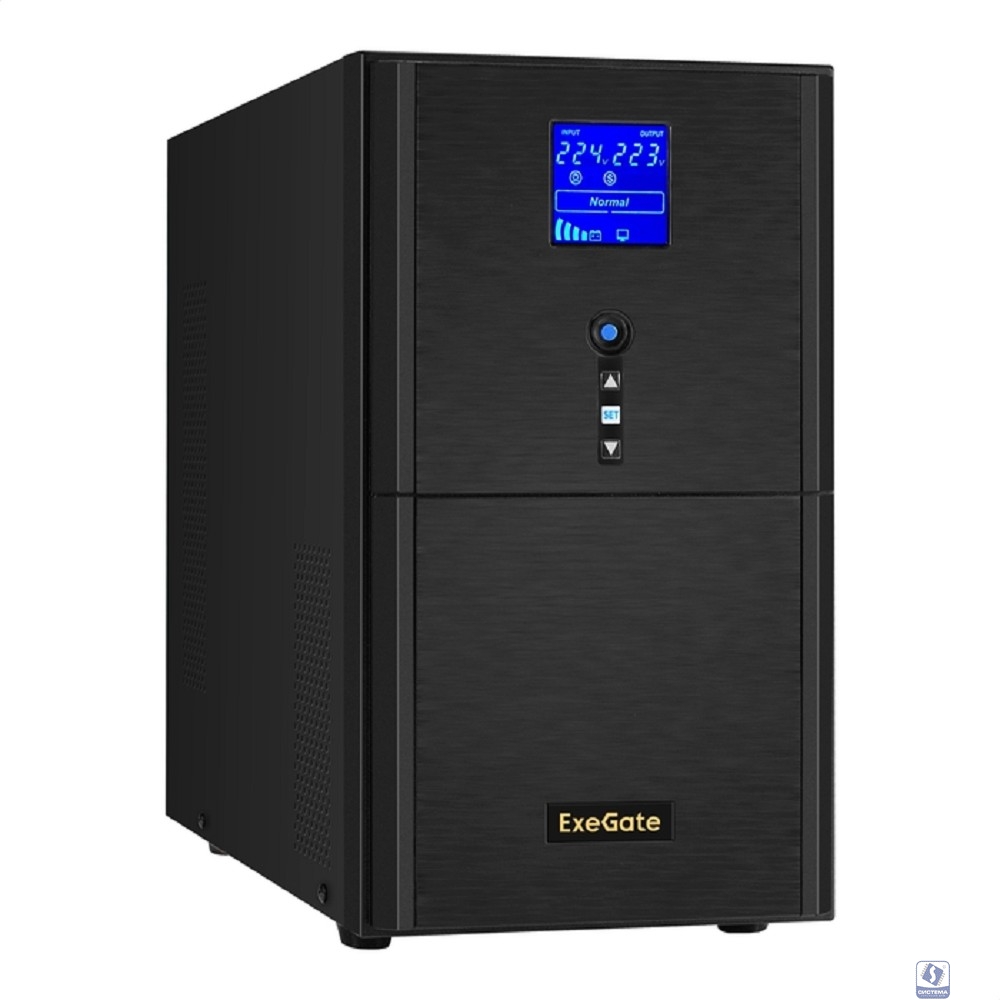 Exegate EX295991RUS ИБП (инвертор, синус, для котла) ExeGate SineTower SZ-5000.LCD.AVR.2SH.1C13.T.RJ.USB <5000VA/4000W, чистая синусоида, LCD дисплей, AVR, 2*Schuko+1*C13+1*ternimal, RJ45/11, USB, лин