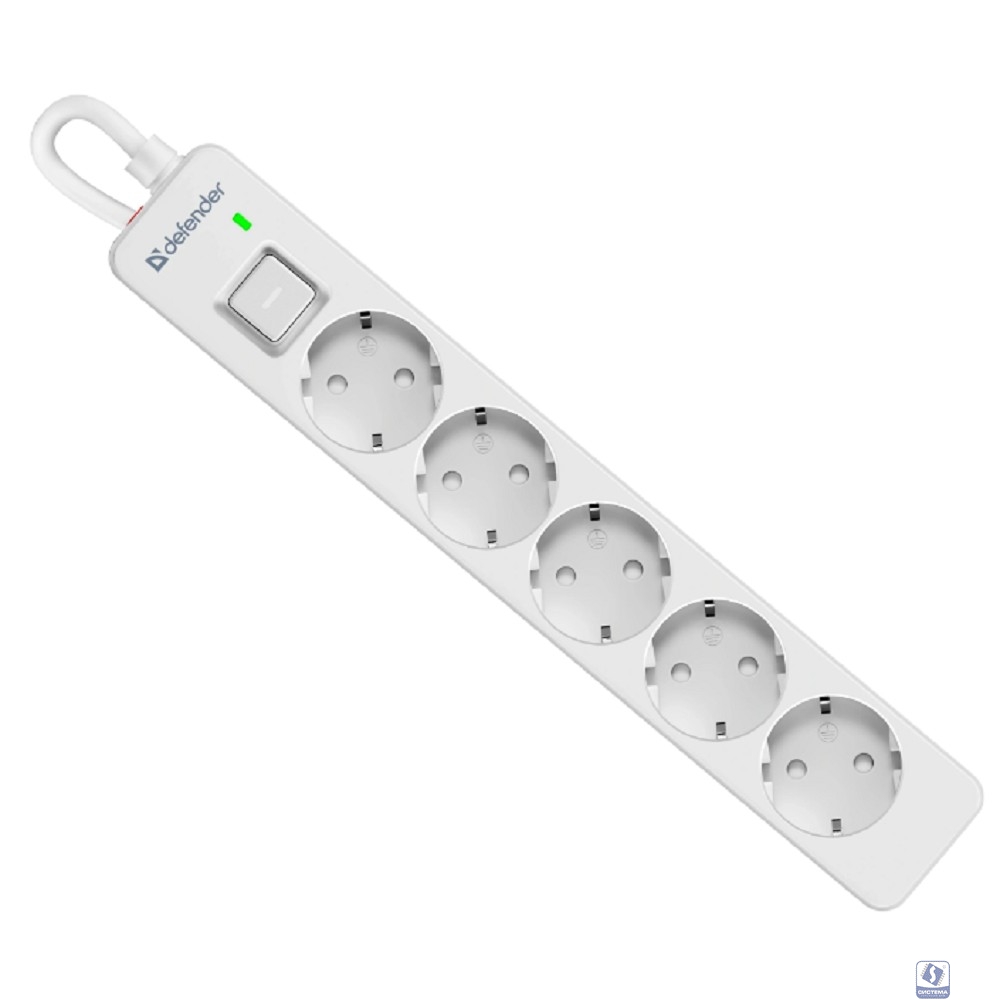 Defender Удлинитель с сетевым фильтром DFS 133 3 м, белый, 5 розеток  [99431]