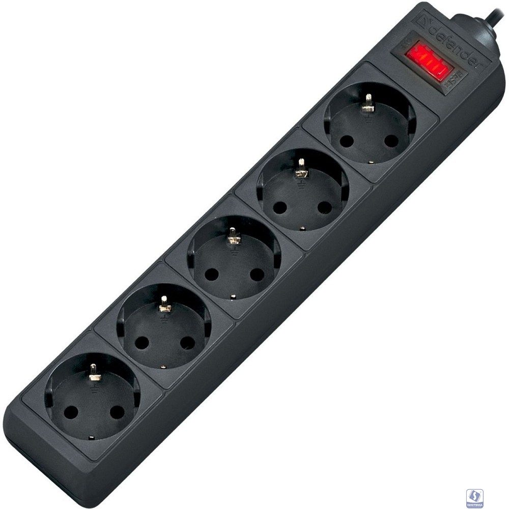 Defender Фильтр ES, 3.0м Коробка 5 розеток, черный [99485]