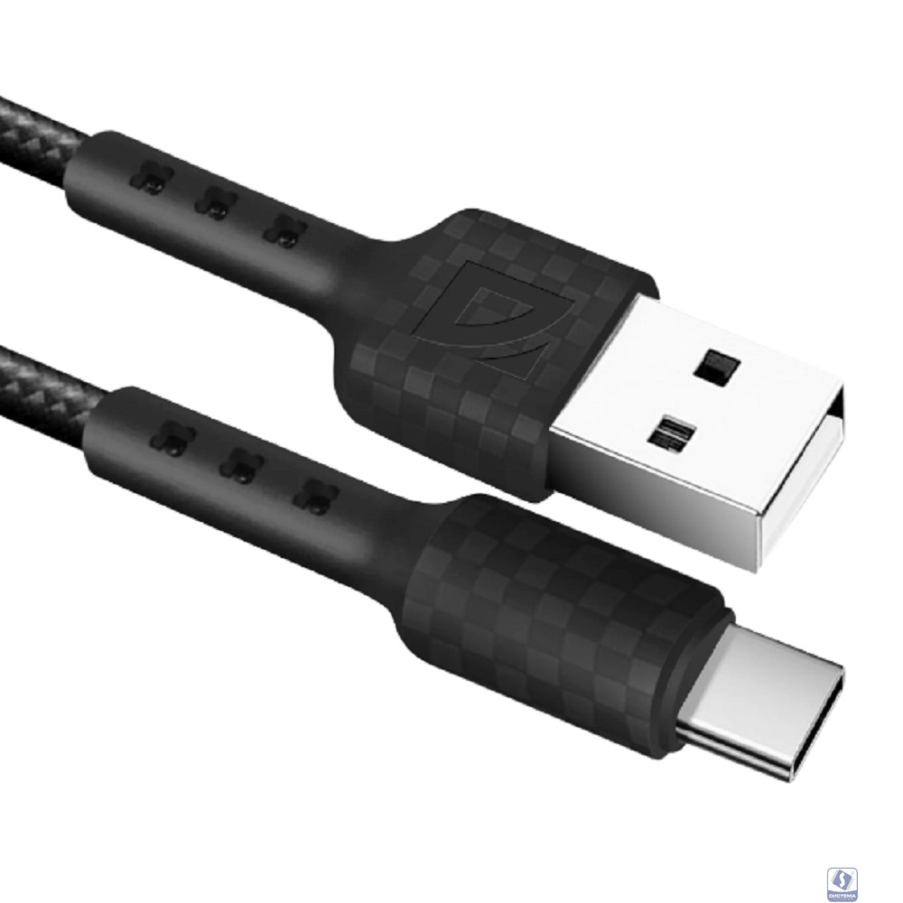 Defender USB кабель F181 TypeC, black, 1м,2.4А, нейлон, пакет (87113BLA)