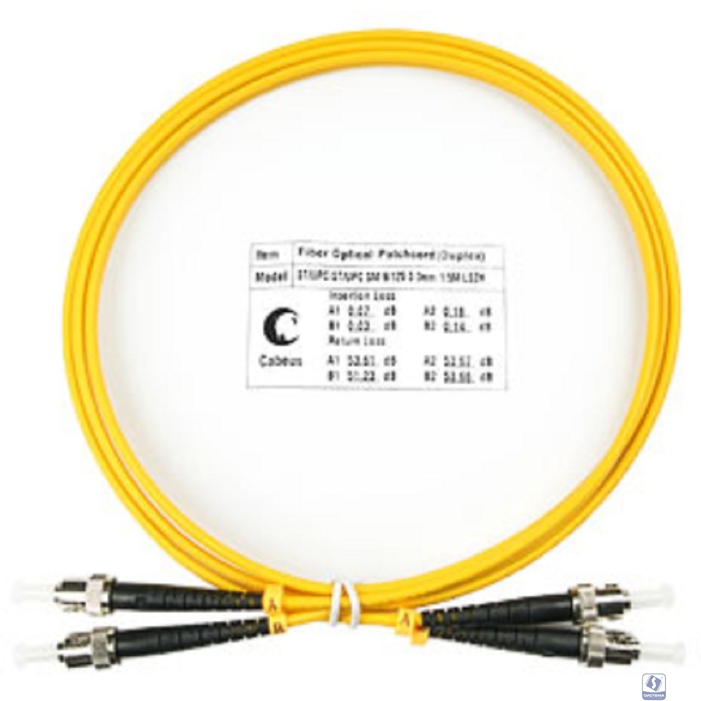 Cabeus FOP(d)-9-ST-ST-1,5m Шнур оптический duplex ST-ST 9/125 sm 1,5м LSZH