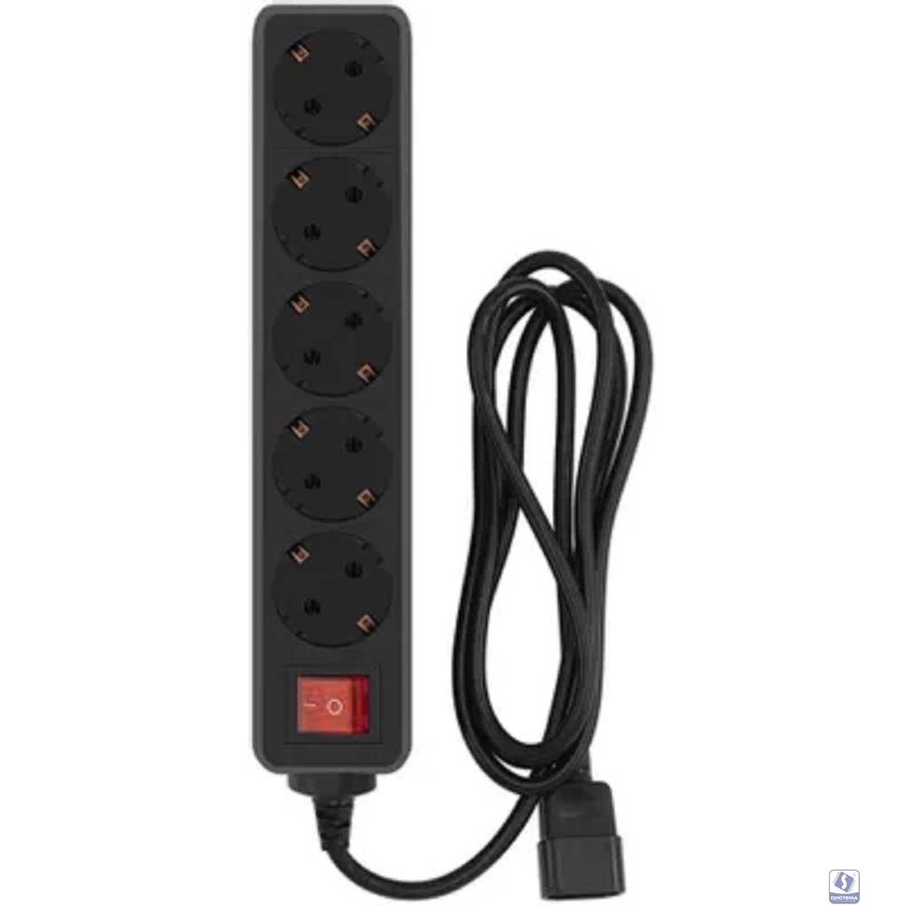 PC PET Сетевой фильтр AP01006-E-B 1.8м (5 розеток, входн.вилка IEC 320,выход.роз.EURO/RUS), черный 