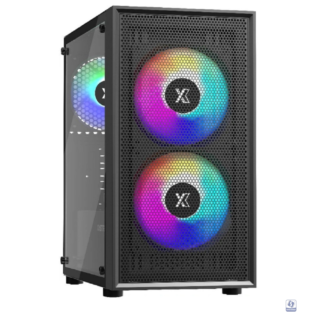 XASTRA Корпус A305M 3FRGB Black mATX/Mesh/ tempered glass / 2x140mm + 1x120mm FRGB fans/ A305M-2FC14F-1FC12F