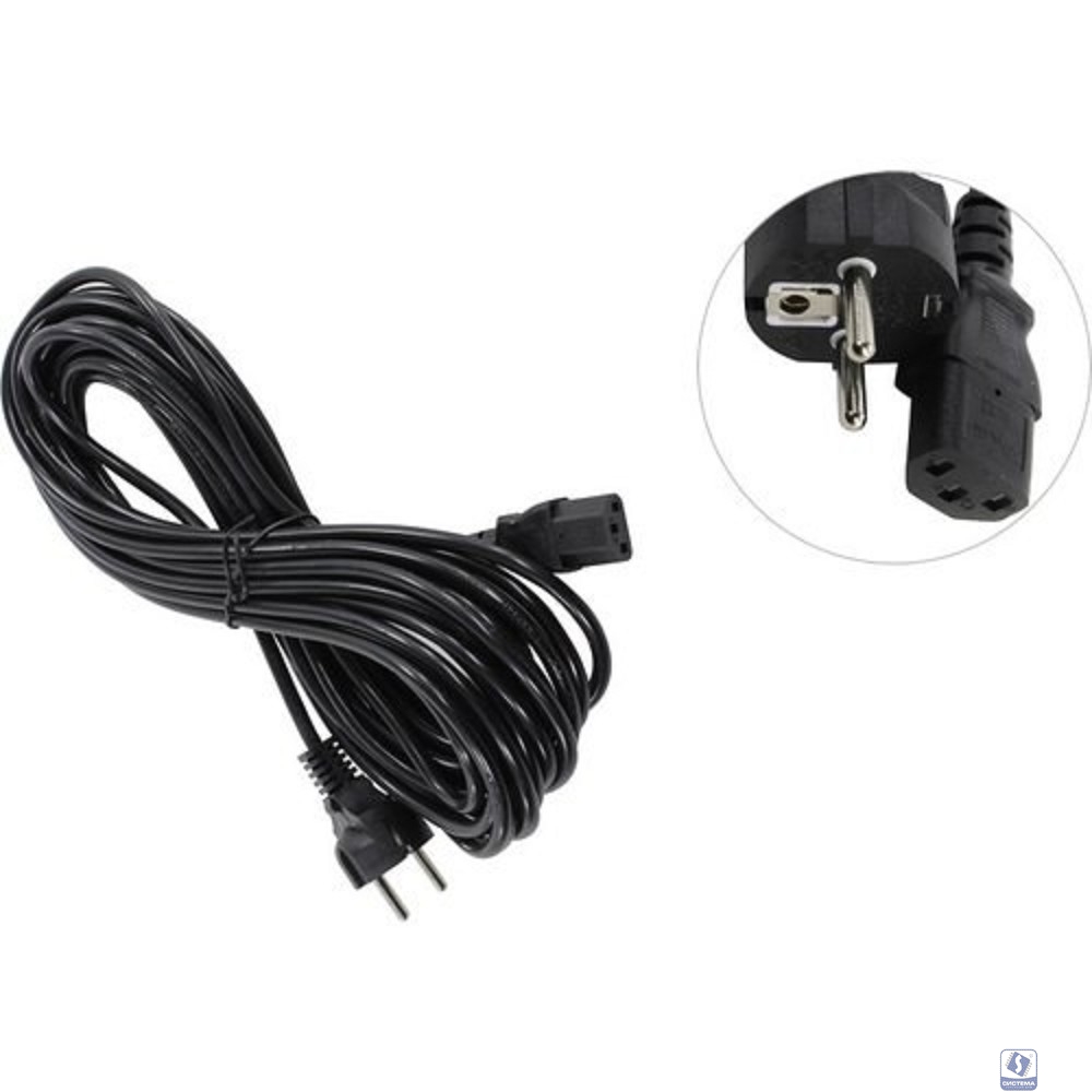 Exegate EP280656RUS Кабель питания ExeGate Power PC-10P (Евровилка Schuko->С13) VDE-250V-3*0.75mm2, медь, черный, 10м.