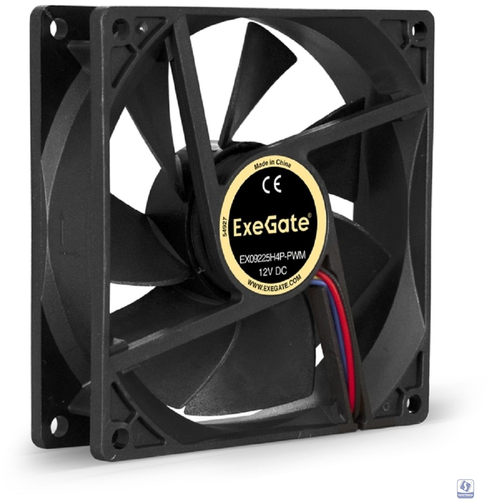 Exegate EX283384RUS Вентилятор ExeGate E09225H4P-PWM, 92x92x25 мм, гидродинамический, 4pin, PWM, 24dBA