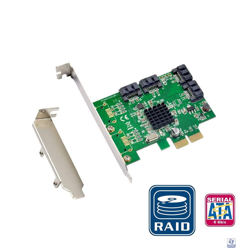 ORIENT M9230RS4, Контроллер PCI-Ex4 v2.0, SATA3.0 RAID 6Gb/s, 4-port int, RAID 0/1/10/HyperDuo, Marvell 88SE9230 chipset (33293)