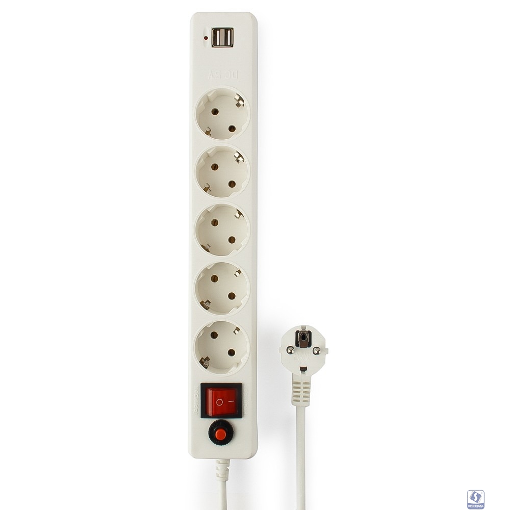 Гарнизон Сетевой фильтр для ИБП ECL-5-U2-W-1.8 5р, 10А, 2xUSB, 1.8м, ур.защиты 4, белый, пакет (22436)