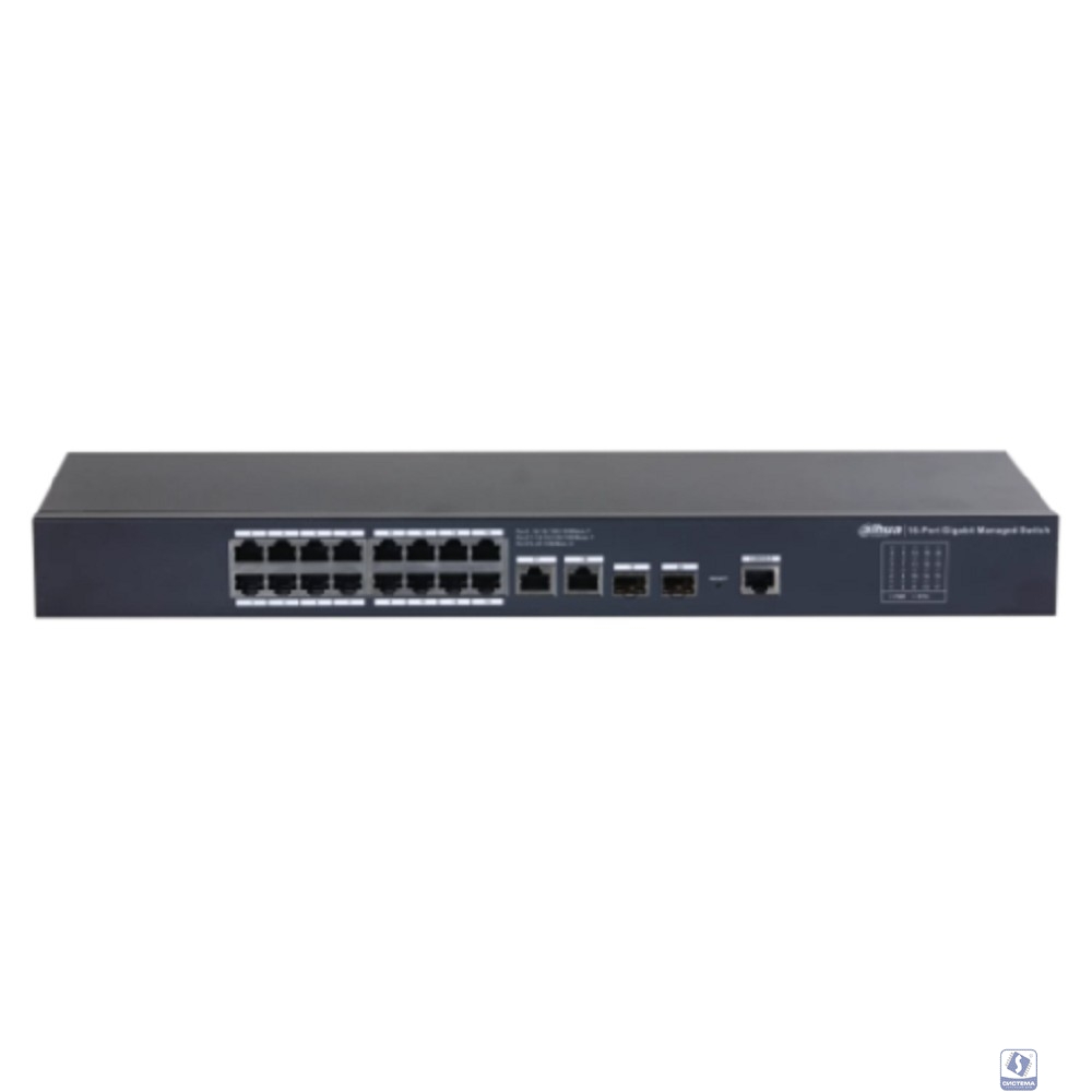 DAHUA DH-SG4020 20-портовый управляемый коммутатор, уровень L2, 18xRJ45 1Gb, 2xRJ45 1Gb uplink, коммутация 56 Гбит/с, MAC-таблица 8K, металл