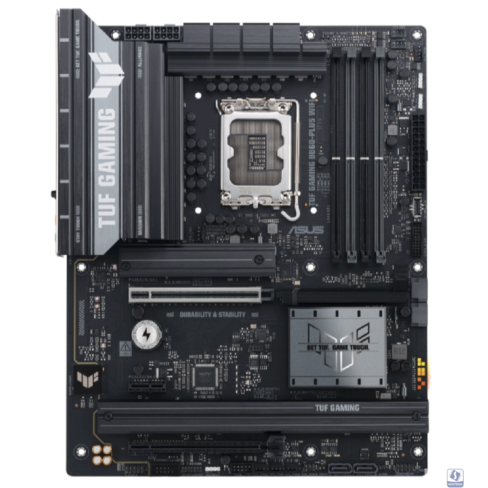 ASUS TUF GAMING B860-PLUS WIFI  (Socket LGA1851,mATX, 4xDDR5(256GB), DP/HDMI/USB4, 1xPCIe 5.0x16/1xPCIe 4.0x4, 1xLAN(2.5GbE), Wi-Fi, BT, 4xSATA 6Gb/s, 3xM.2, 1xType-C, 6xUSB 3.2, 1xUSB 2.0)