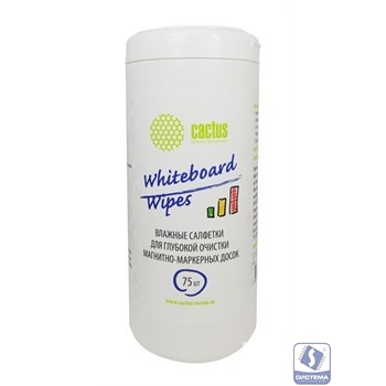 CACTUS CS-WB075 Салфетки для маркерных досок туба 75шт влажных