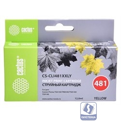 Картридж струйный Cactus CS-CLI481XXLY желтый (12мл) для Canon Pixma TR7540/TR8540/TS6140/TS8140