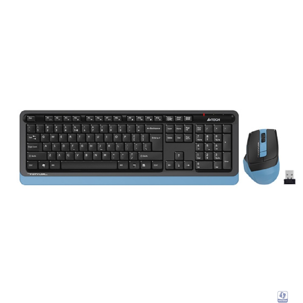 Комплект (клавиатура+мышь) A4TECH Fstyler FG1035, USB, беспроводной, черный [fg1035 navy blue]