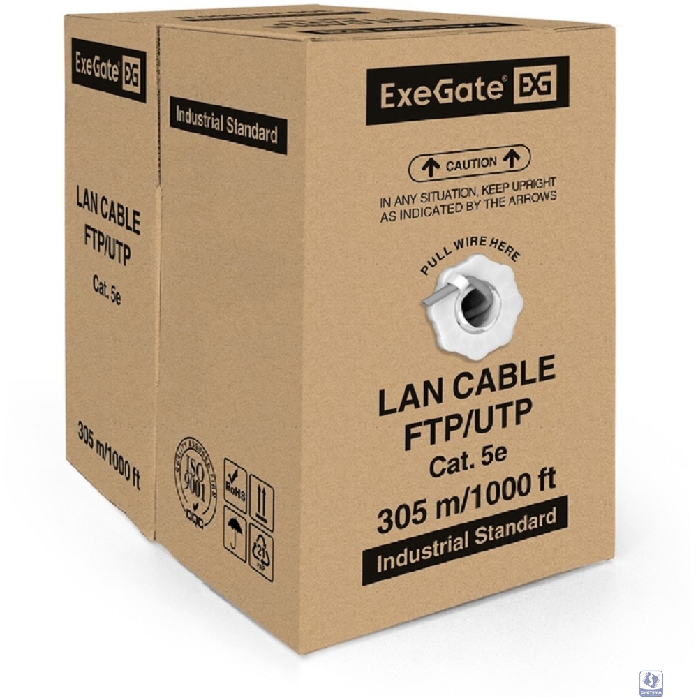 Exegate EX264556RUS Кабель UTP 4 пары кат.5e Exegate 100% медь, 26AWG, бухта 305м, серый, PVC