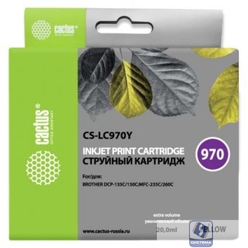 CACTUS  LC-970Y Картридж  для Brother Brother DCP-135C/150C/MFC-235C/260C, (20мл), желтый